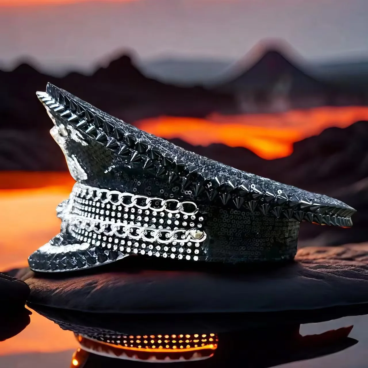 HongLuan  Halloween Costume Hat, Captain Hats Rhinestone for Burning Man Festival Woman, Cosplay Female Accessories