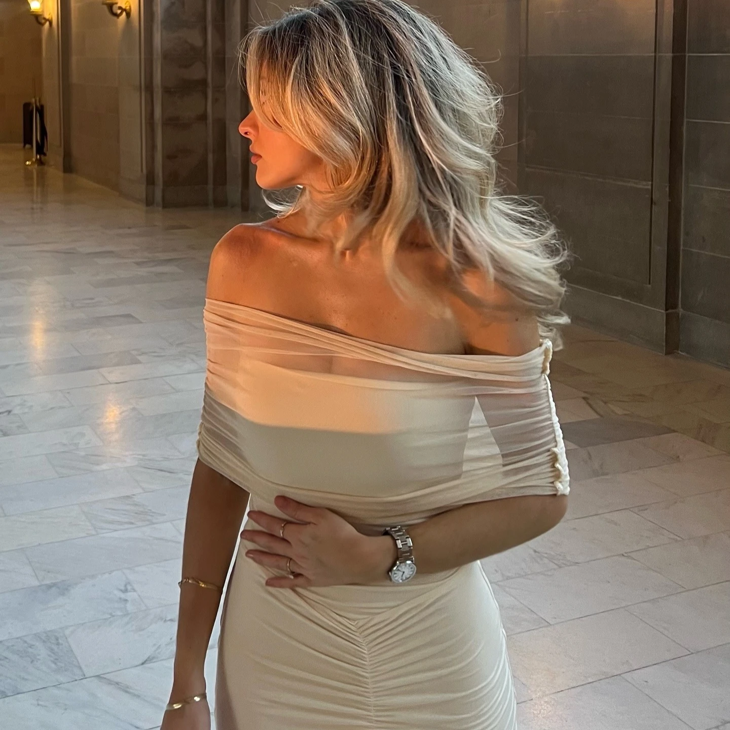 Mingmingxi 夏オフショルダーの女性のドレス 2025 新着ミニボディコンメッシュドレスセクシーなパーティーナイトドレス