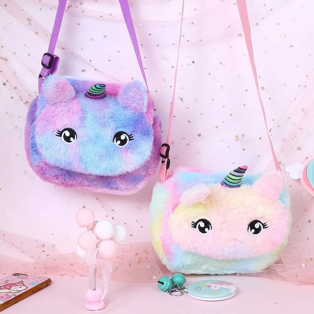 Cartoon Unicorn Messenger Kids Keys Coin Purse Mini Handbag Children Shoulder Bag Kids Keys Children Girls Shoulder Bag