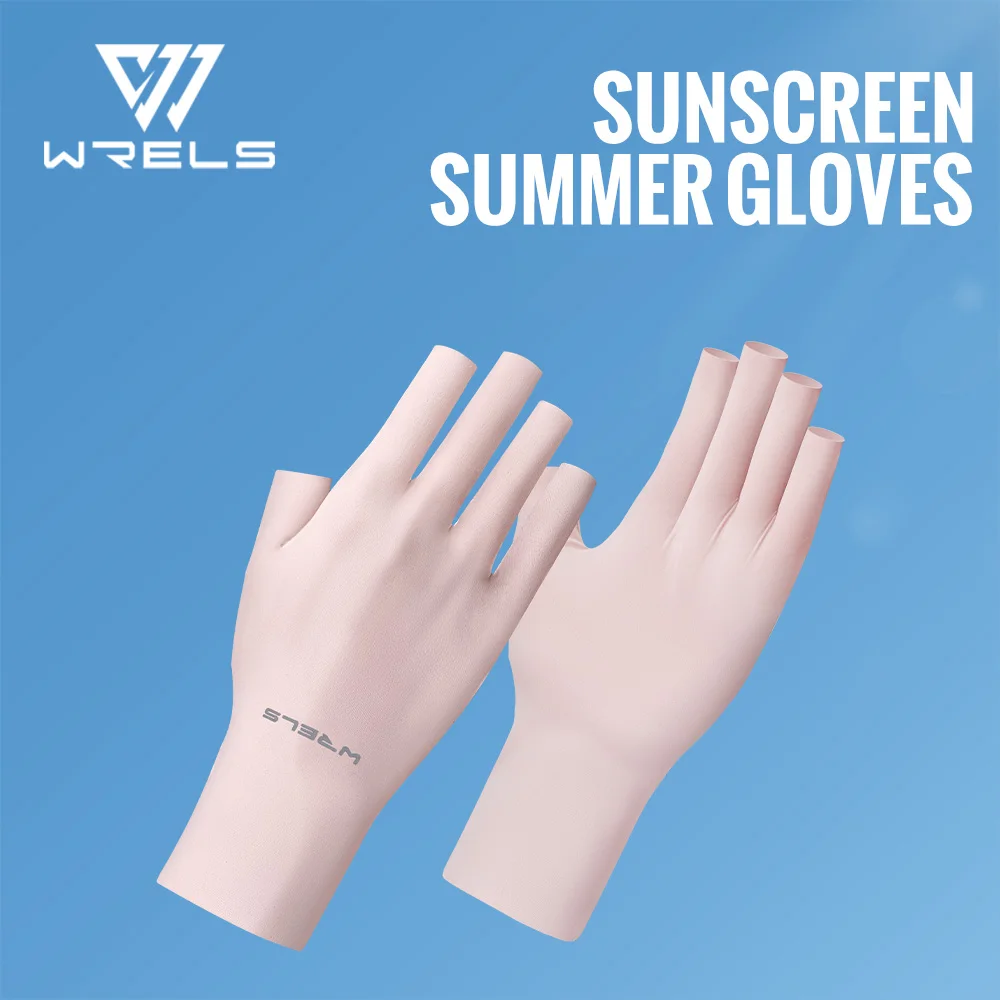 

WRELS Fingerless Gloves Summer Sunscreen UV Protection Ice Silk Gloves Are UV Resistant Non Slip UPF50+ Fingerless Gloves