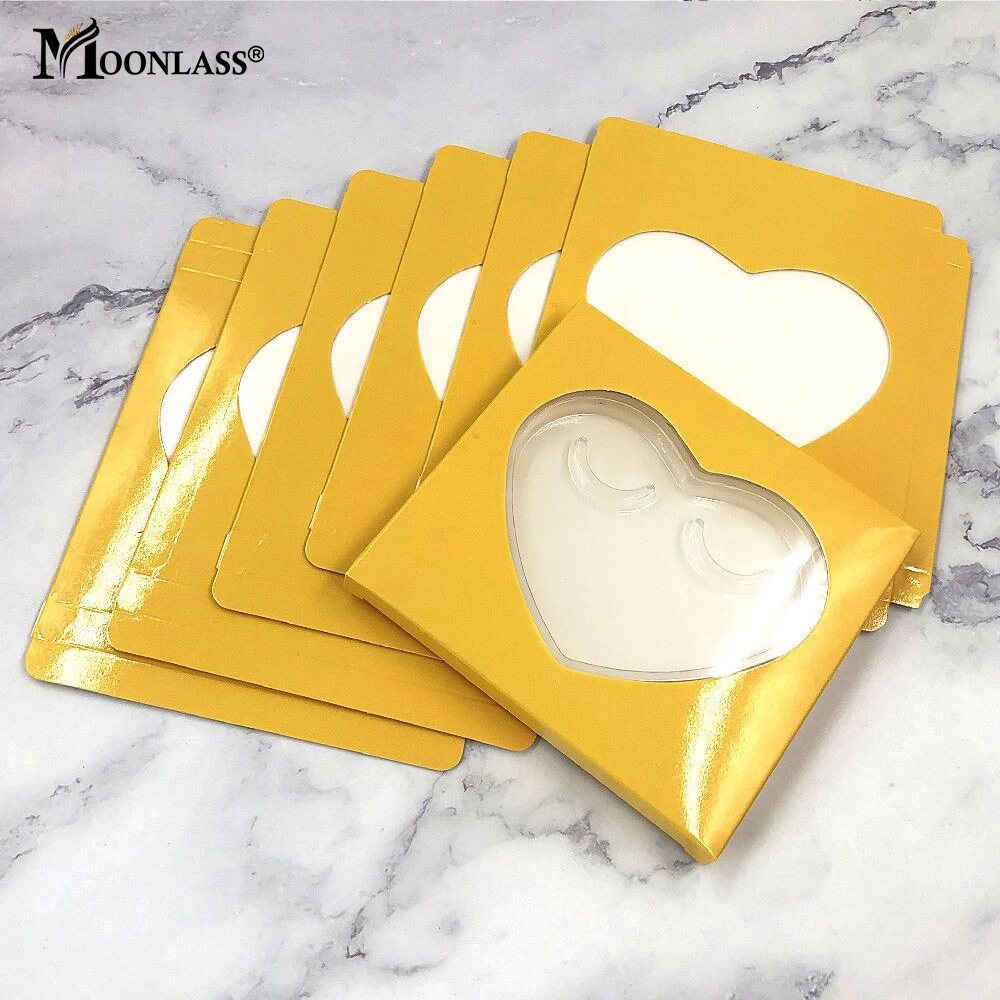 10/20/30 Pcs Heart Shaped Paper Lash Boxes Packaging False Eyelashes Square Case With Tray Mink Lashes Packaging Box Makeup Tool