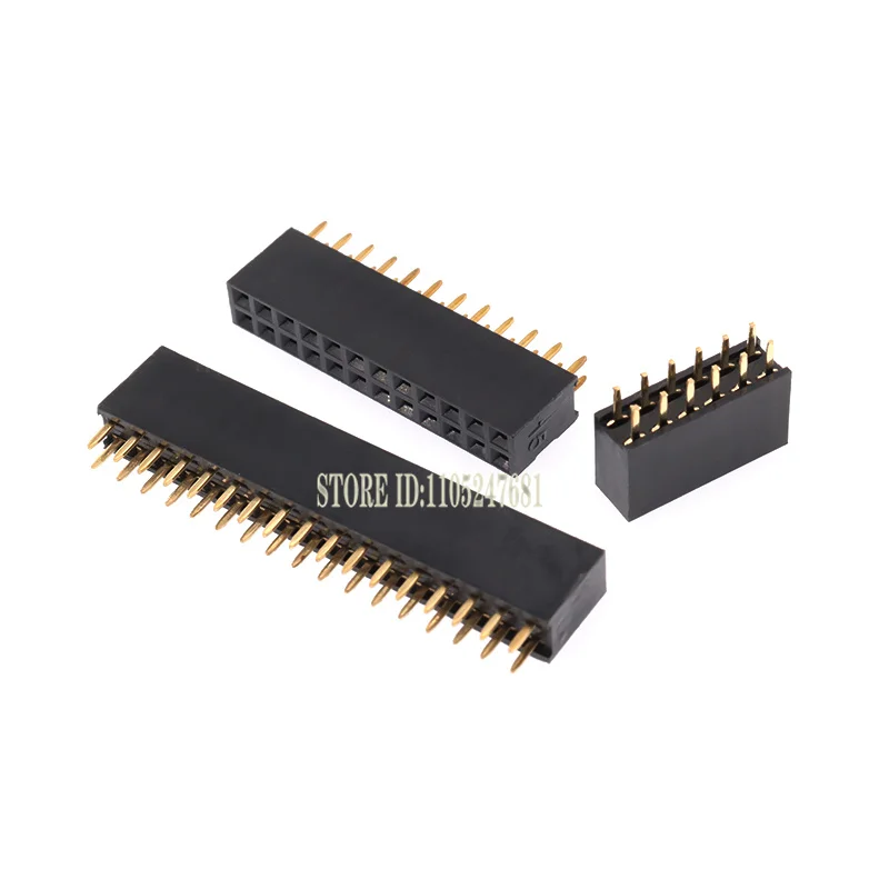 10pcs 2.54mm Double Row Female Header 2*2/3/4/5/6/7/8/10/12/16/20/40 Pin Straight Pin Strip Connector Socket 8/10/16/20/40Pin
