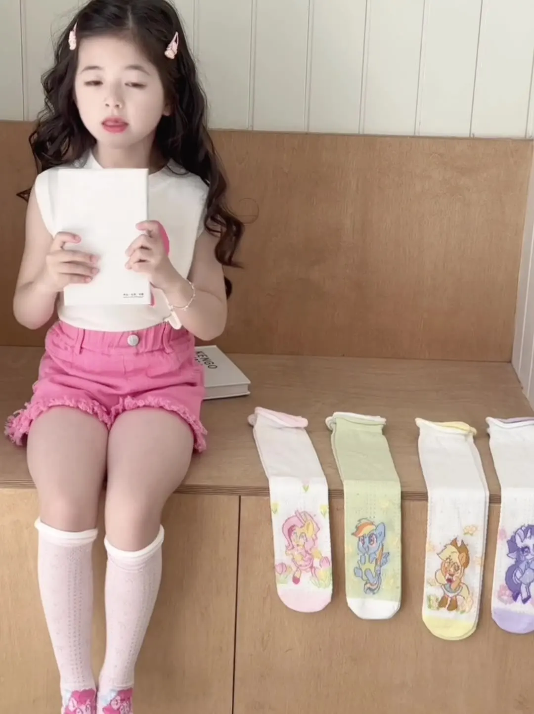 

My Little Pony Girls Socks Cute Cartoon Anime Cotton Knee Long Sock Breathable Thin Girls Middle Tube Sock Calf Sock Girl's Gift