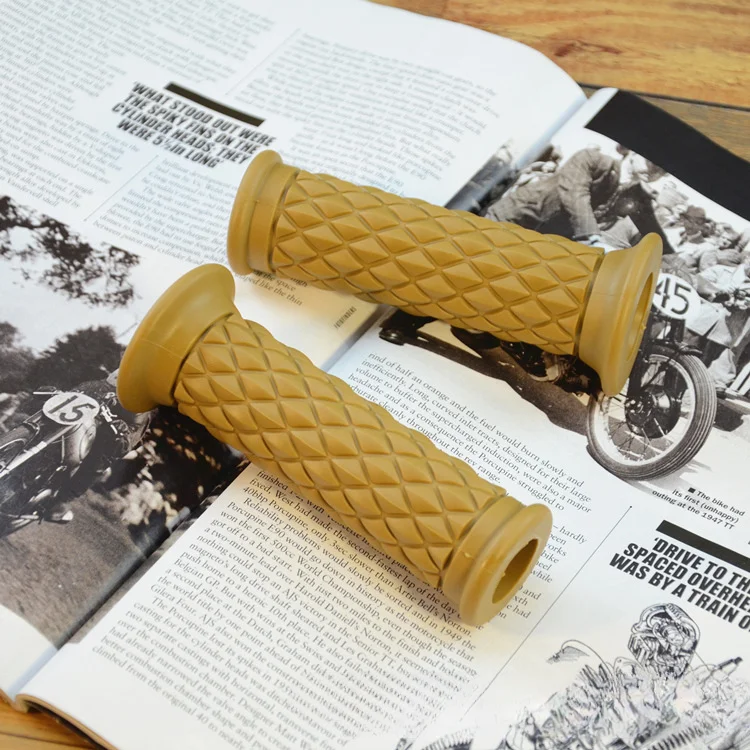 Retro Rubber Motorcycle Handlebar Grips 7/8