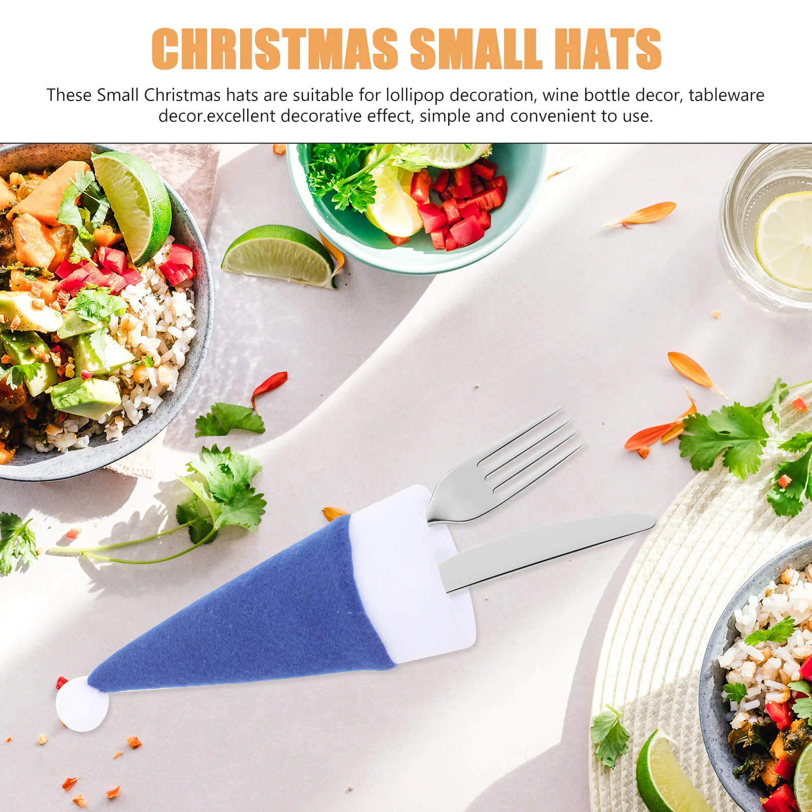 

10Pcs Christmas Lollipop Candy Hat Small Xmas Hats Decorative Wine Bottle Tableware Festive Season Decor Small Hats