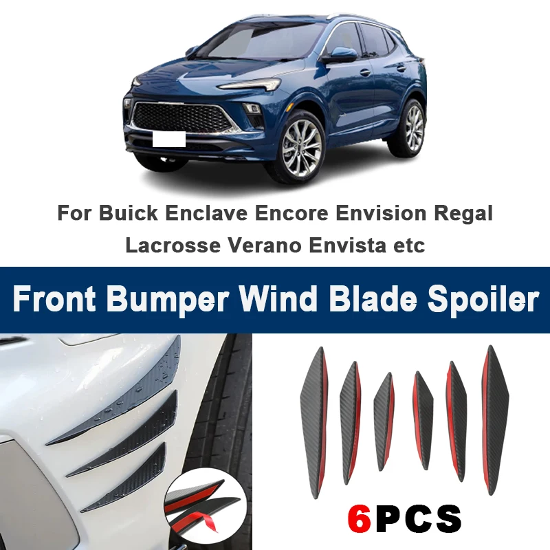 

6pcs Car Front Bumper Lip Side Splitter Fins Wind blade Spoiler - For Buick Enclave Encore Envision Regal Lacrosse Verano