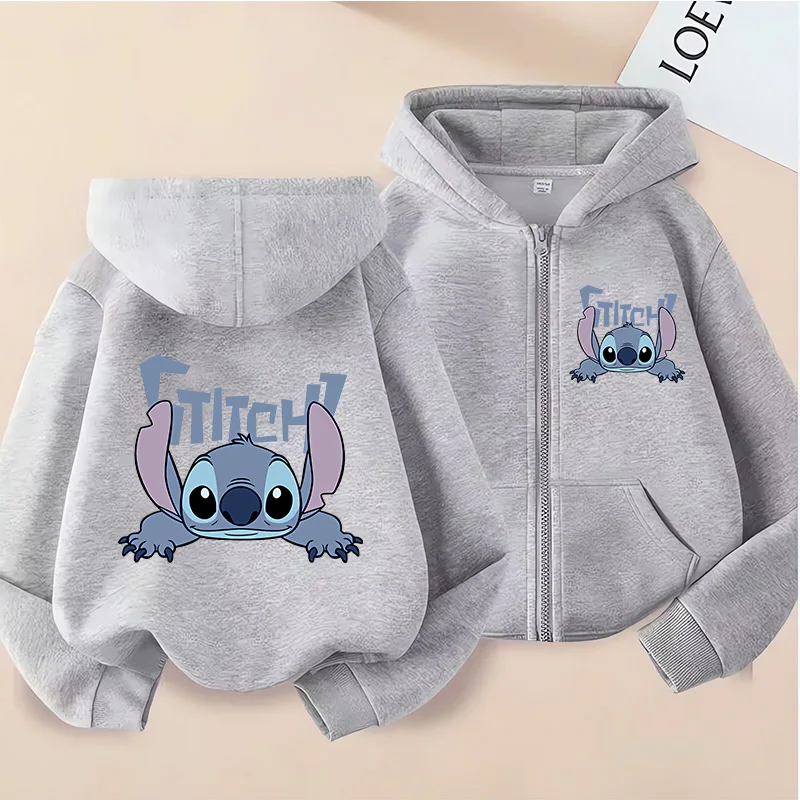 FashionSweatshirts Zip Up Stitch Hoodie Children Clothes Kid Girl Boy Lilo and Stitch Sweatshirt Zipper Hoody Baby Casual Top