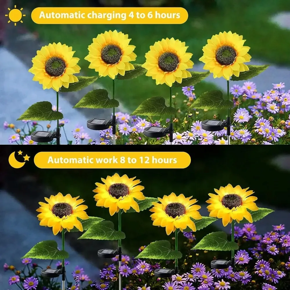 LED Solar Lichter Outdoor Simulierte Sonnenblumen Rasen Lampe Garten Hof Boden Fee Licht Hochzeit Weihnachten Home Dekoration