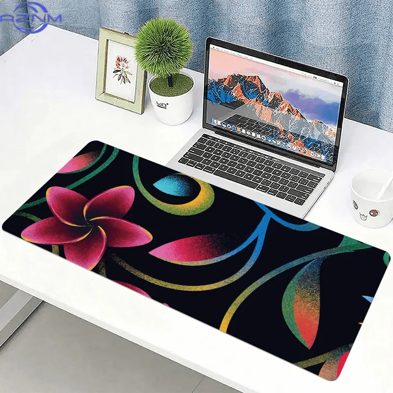 1pc Large Non-Slip Extended Desk Mat with Gradient Floral design - Extra Wide Soft Fabric Keyboard & Mouse Pad Suitable for Offi