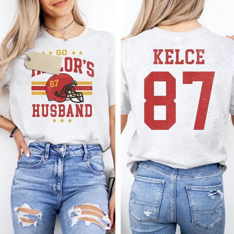 Go Husband Shirt | Number 87 Sports Jersey T-Shirt, Retro Distressed Football Fan Couple Matching Tee, Trendy Music Pop Star Fiance Sweatshirt, Cute Sunday Game Day Celebration Wedding Hoodie