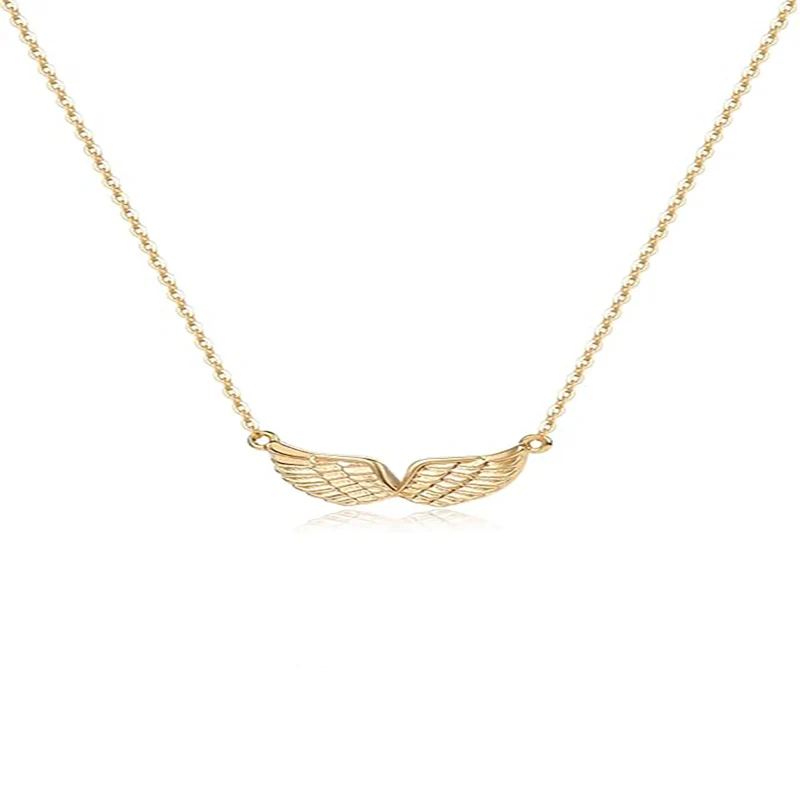 Collar con Colgante de Alas de Ángel en Oro, Chapado en Oro de 18K, Delicado y Minimalista para Mujer, Regalos de Cumpleaños, Regalos de San Valentín para Ella