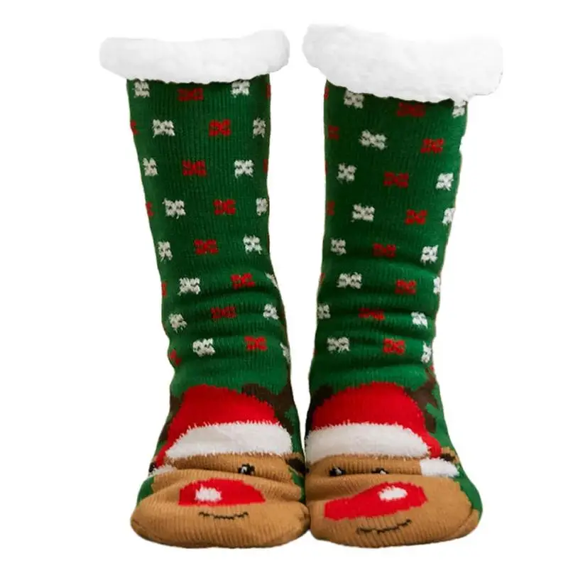 Holiday Slipper Socks Christmas Theme Sherpa Socks Non Slip Sleeping Socks Cold Weather Warmth Accessories For Birthday Holiday