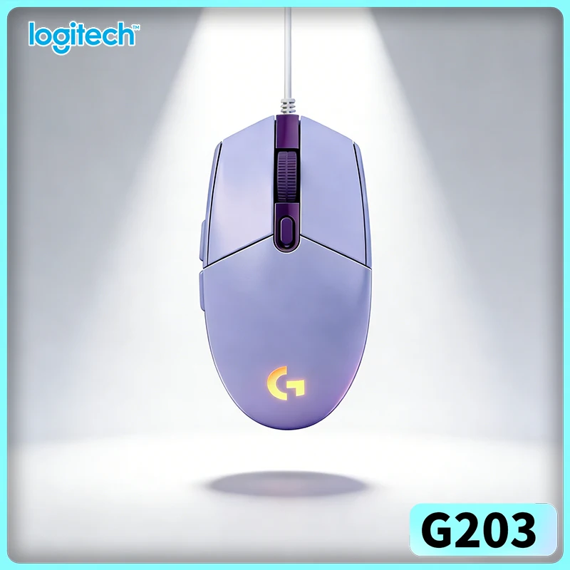 

Игровая мышь Logitech G203, 8000 DPI, RGB-подсветка, 6 кнопок, 85 г, легкая, 2 года гарантии, для Windows и Mac, удобная