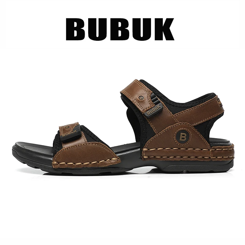 Bubuk Herren-Sandalen aus echtem Leder, hergestellt aus hochwertigem Rindsleder, Outdoor-Strandsandalen, atmungsaktives offenes Zehendesign, geeignet für Strand, Freizeit und Outdoor-Aktivitäten. – Detail 3