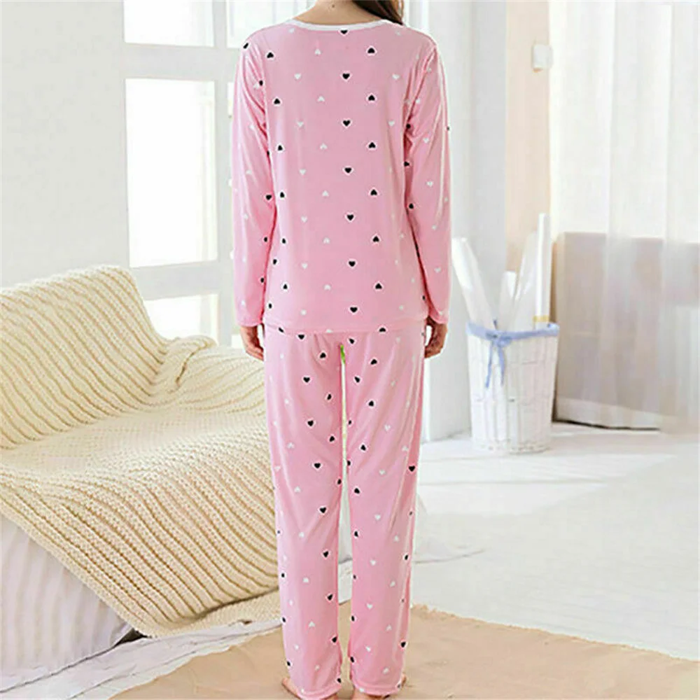 Women\'s Cotton Pajamas Sleepwear Sets Ladies 2 Pieces Cartoon Pajamas Spring Autumn Female Couples Loungewear Suit Home Clothes