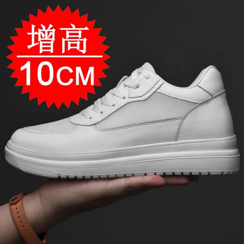 Nouvelles chaussures rehaussantes pour augmenter la taille de 10 cm, chaussures de sport avec semelles intérieures invisibles augmentant la taille de 8 cm, baskets blanches décontractées