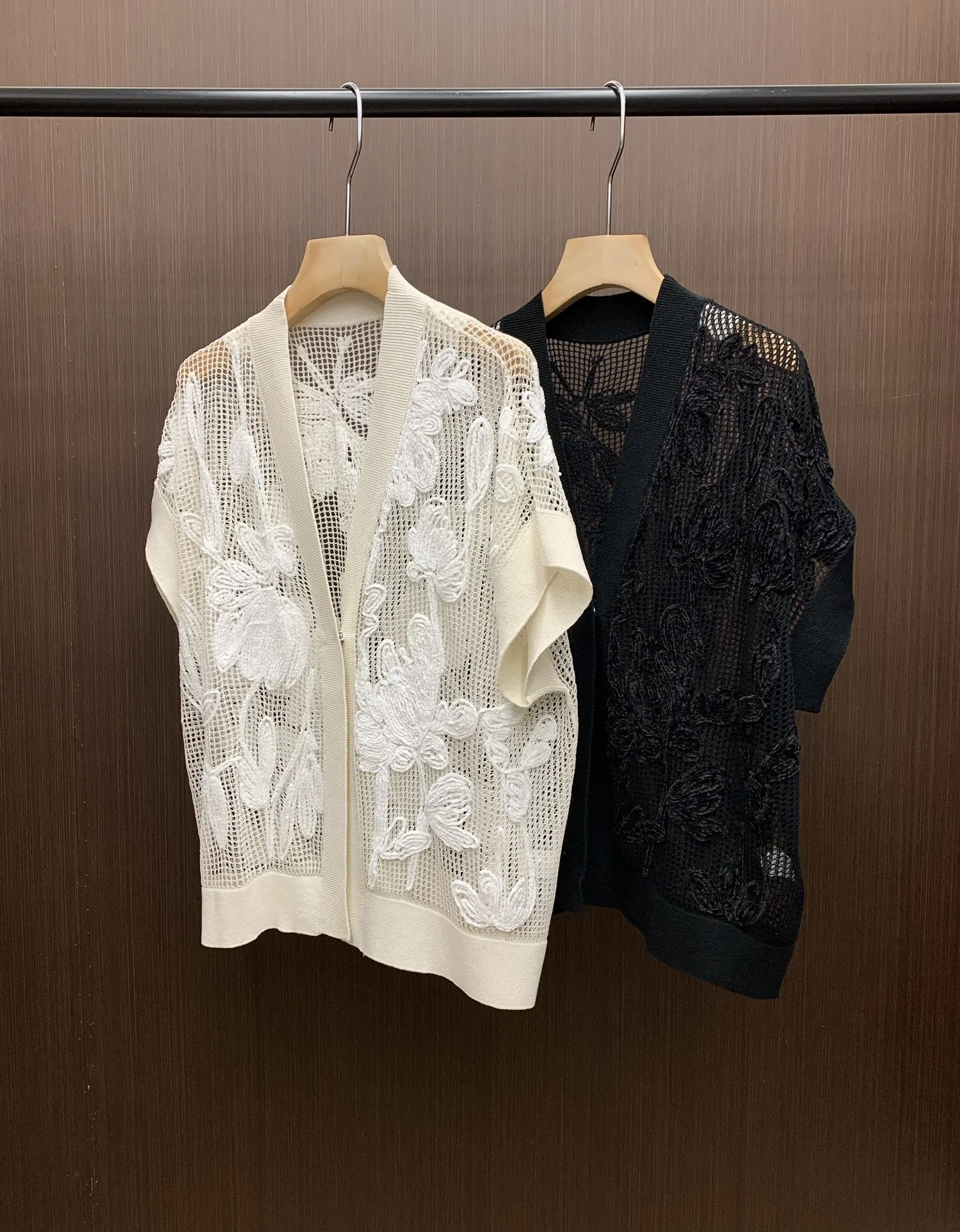 

24B//C Women’s Embroidered Flower Hollow Summer Sun Protection Short Sleeve Cardigan for Women