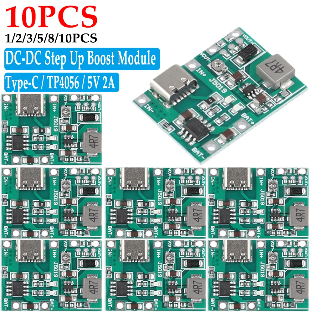 1-10PCS DC-DC Boost Module Type-C TP4056 Charger Discharge Power Board DC4.3-27V Charging Step Up Boost Module DIY Kit Parts