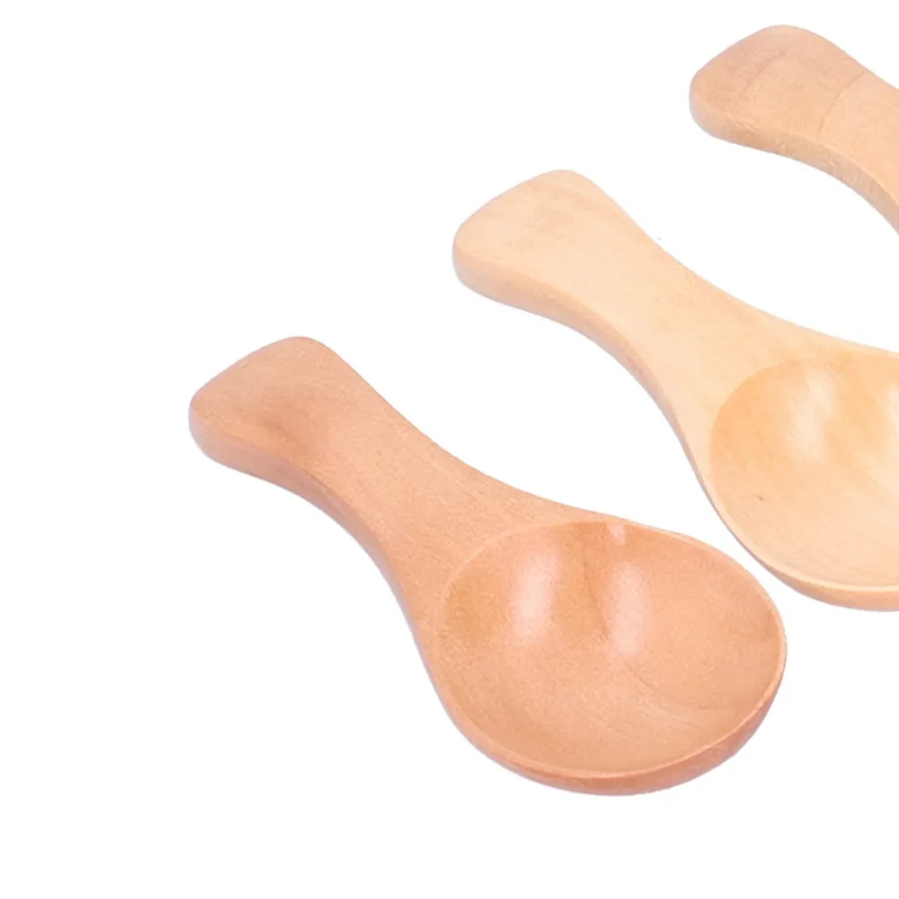 10Pcs Wood Dessert Spoon Solid Smooth Hand Ice Cream Spoon Wood Grain Texture Practical Table Spoon Tea Coffee Stirring