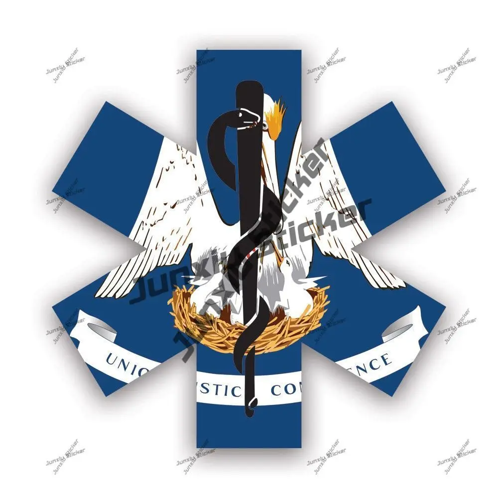 

Louisiana Star of Life Flag Sticker UV Protected Ems Emt Emergency Meidcal Services Rod of Asclepius Decal Reflective Stickers