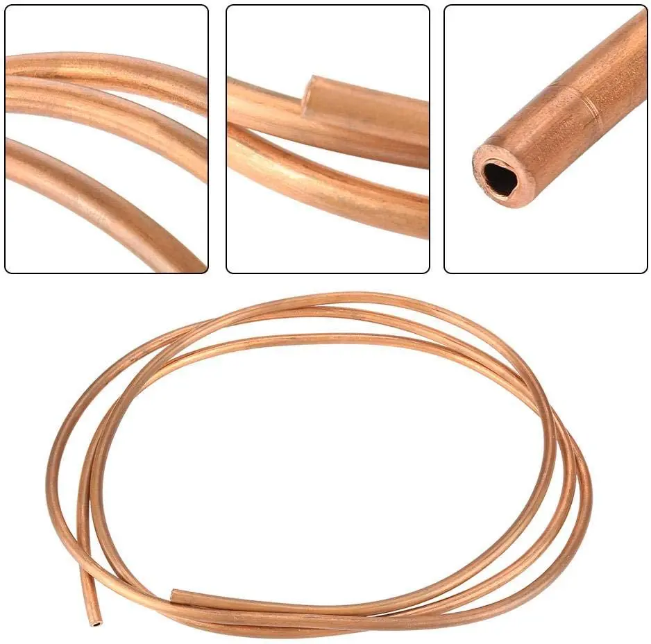 1M 99.9% copper coil soft copper tube copper coil OD 2~8mm ID 1~6mm long air conditioning pipe red copper air DIY handicrafts