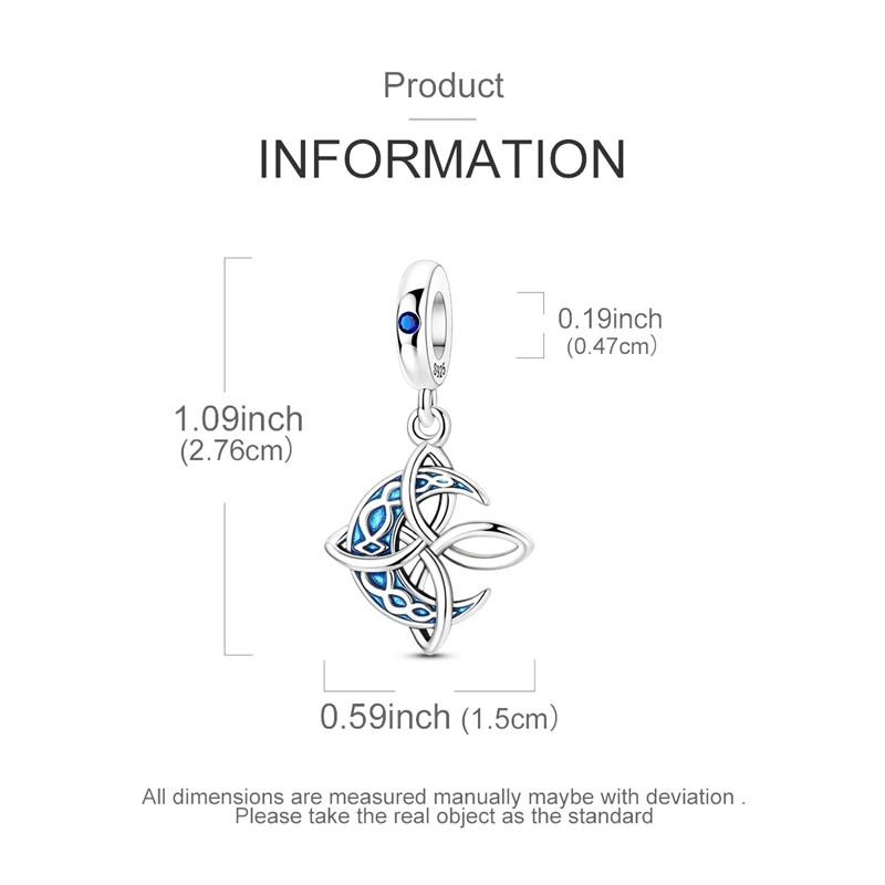 925 Sterling Silber Mond Keltischer Knoten Anhänger Perle CZ Zirkon Passend für Original Armband DIY Schmuck Geschenk – Detail 5