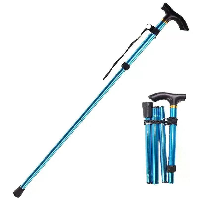 Cane Dobrável Portátil com Altura Ajustável em 5 Níveis e Design Dobrável com Alça para Pulso
