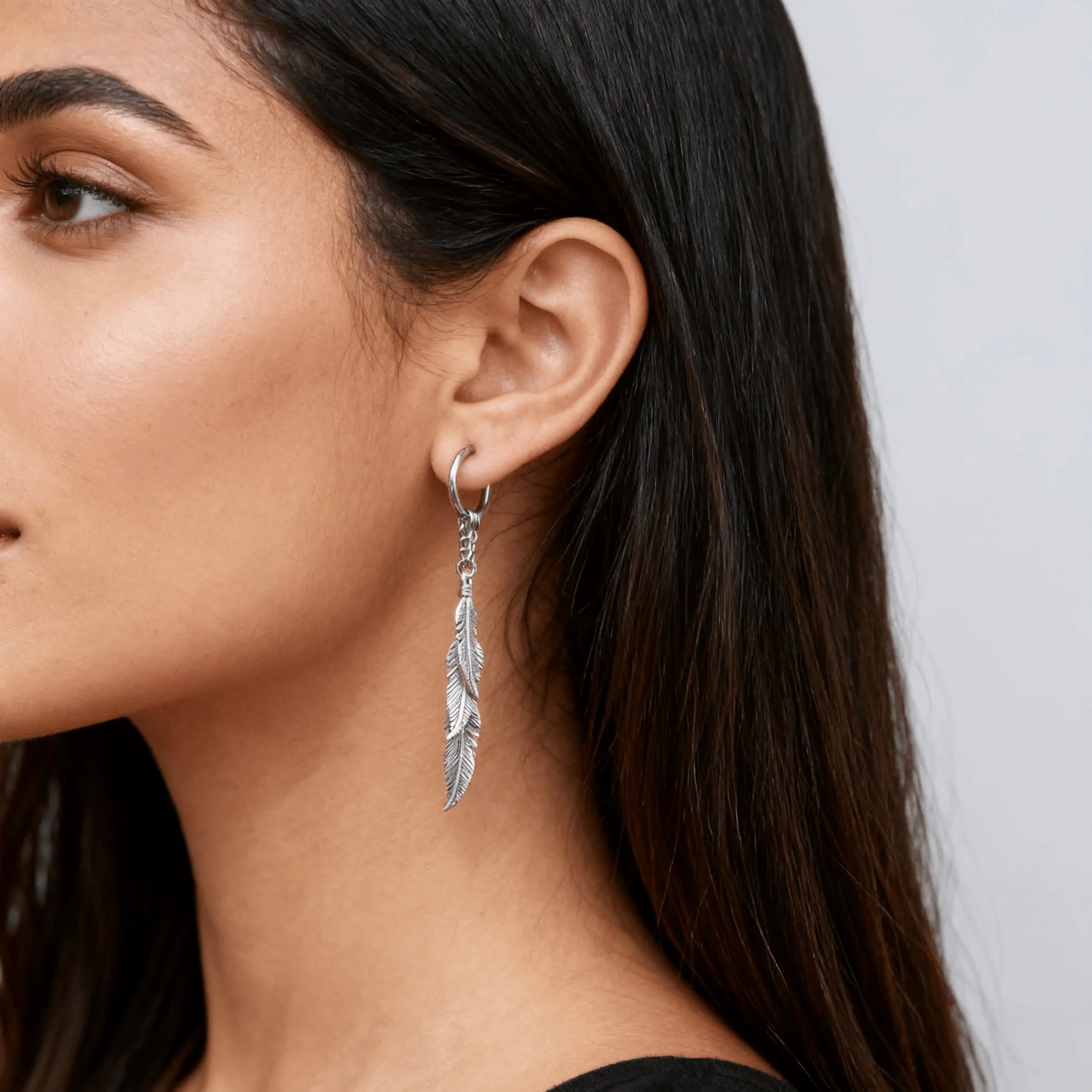 1-10 زوج خمر ريشة ليف وعاء من الستانليس ستيل الأسود ثقب هوب أقراط للسيدات اليومية العصرية Huggie مجوهرات 2025 جديد Y2K #2