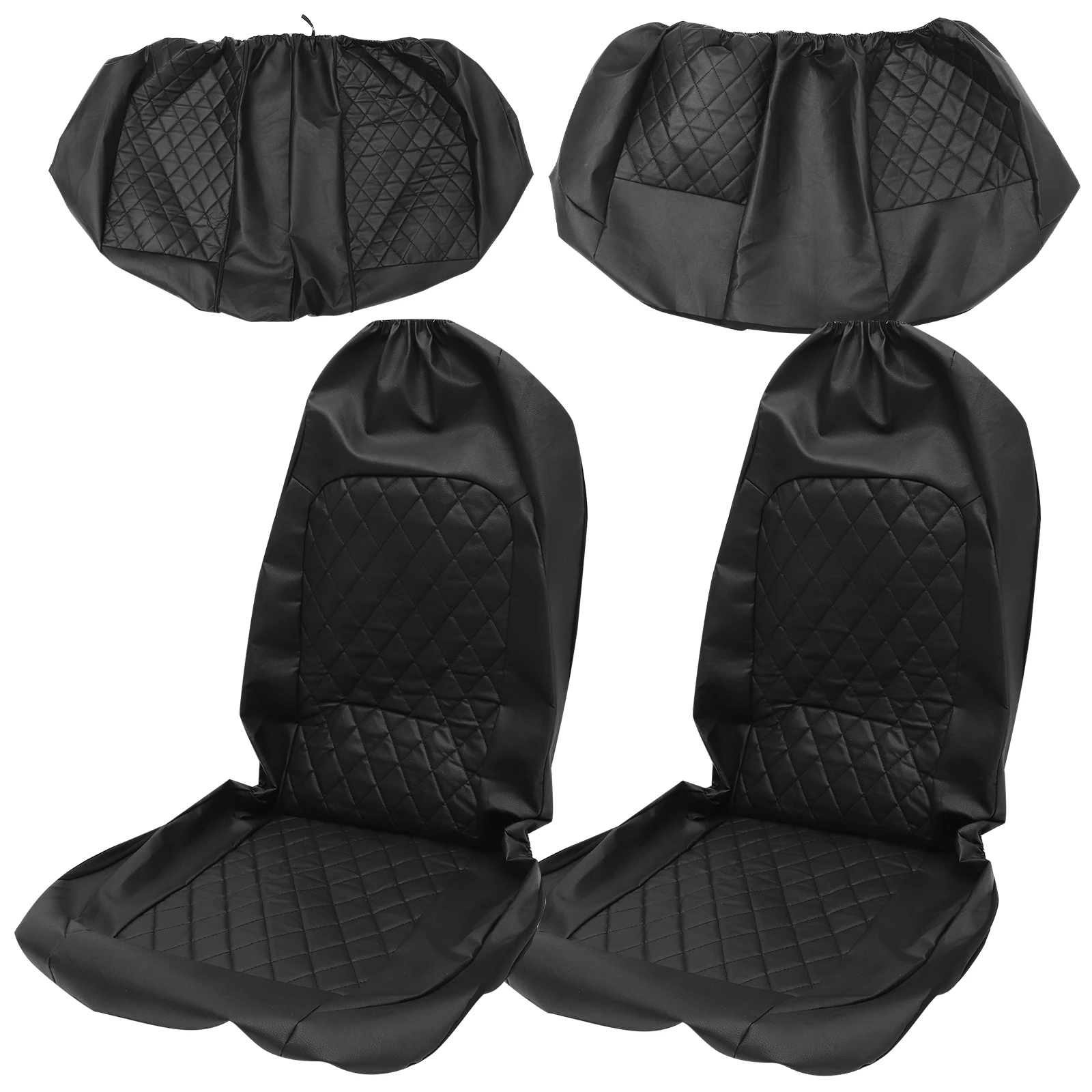 

9 Pieces Car Seat Cover Set Black Full Coverage PU Universal Seat Protectors for Front Rear Seats Automotive Accessories