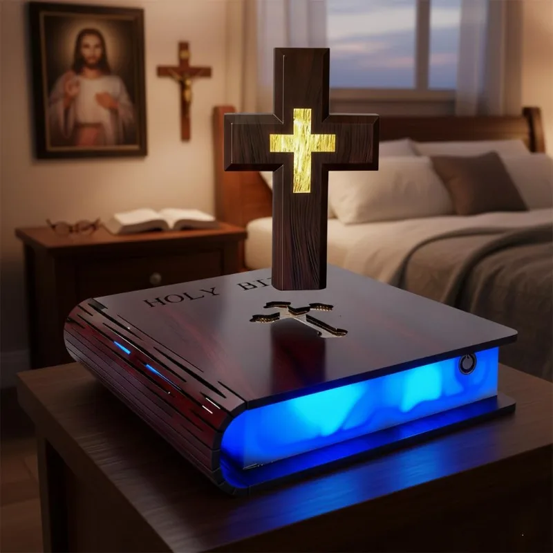Levitating Cross Lamp Floating Cross jesus night light Christian & Catholic Gift Easter Gift Glowing Cross Ornament view 5