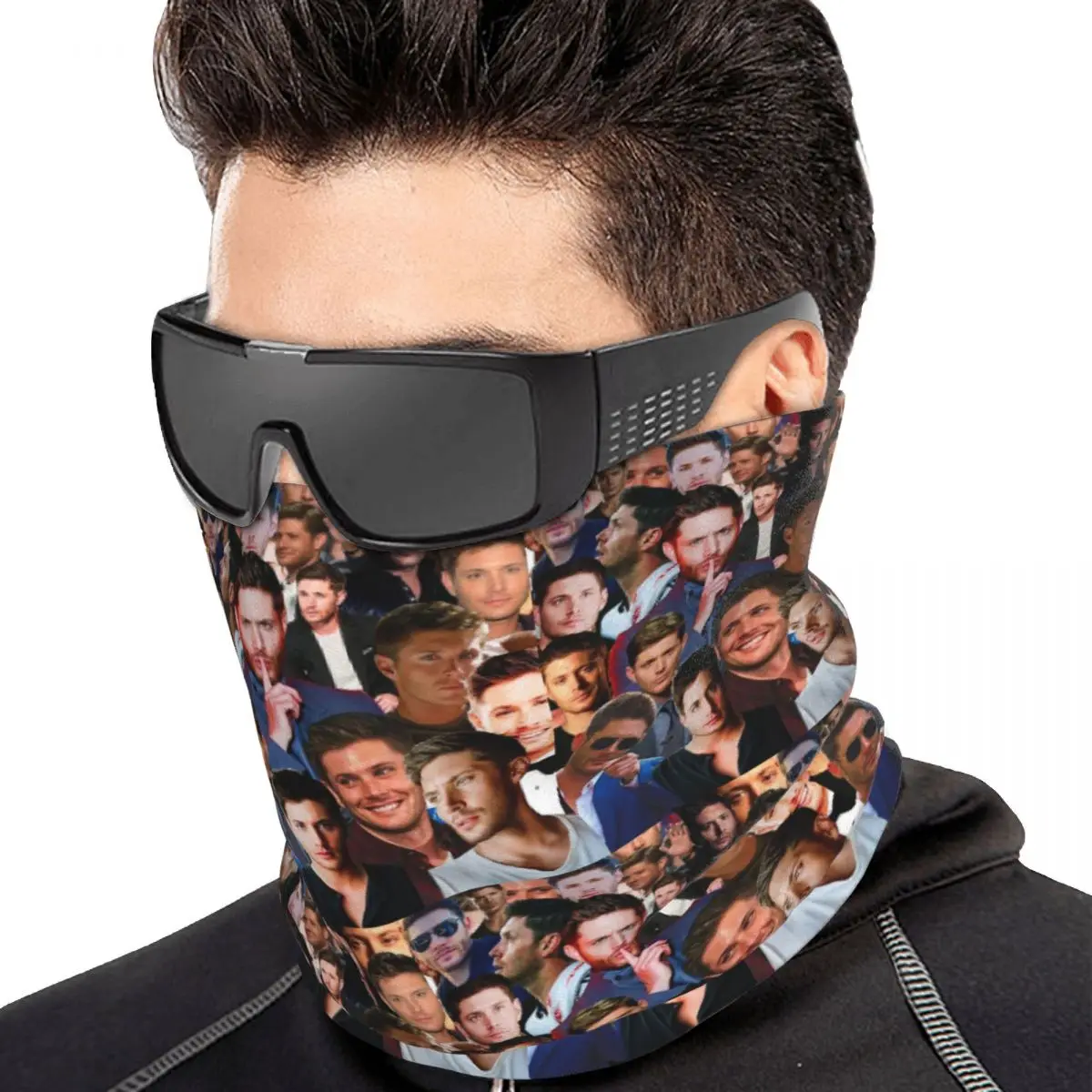 Jensen Ackles Photo Collage Bandana Neck Cover Printed Magic Scarf Outdoor Sports Face Mask For Men Women Adult All Season