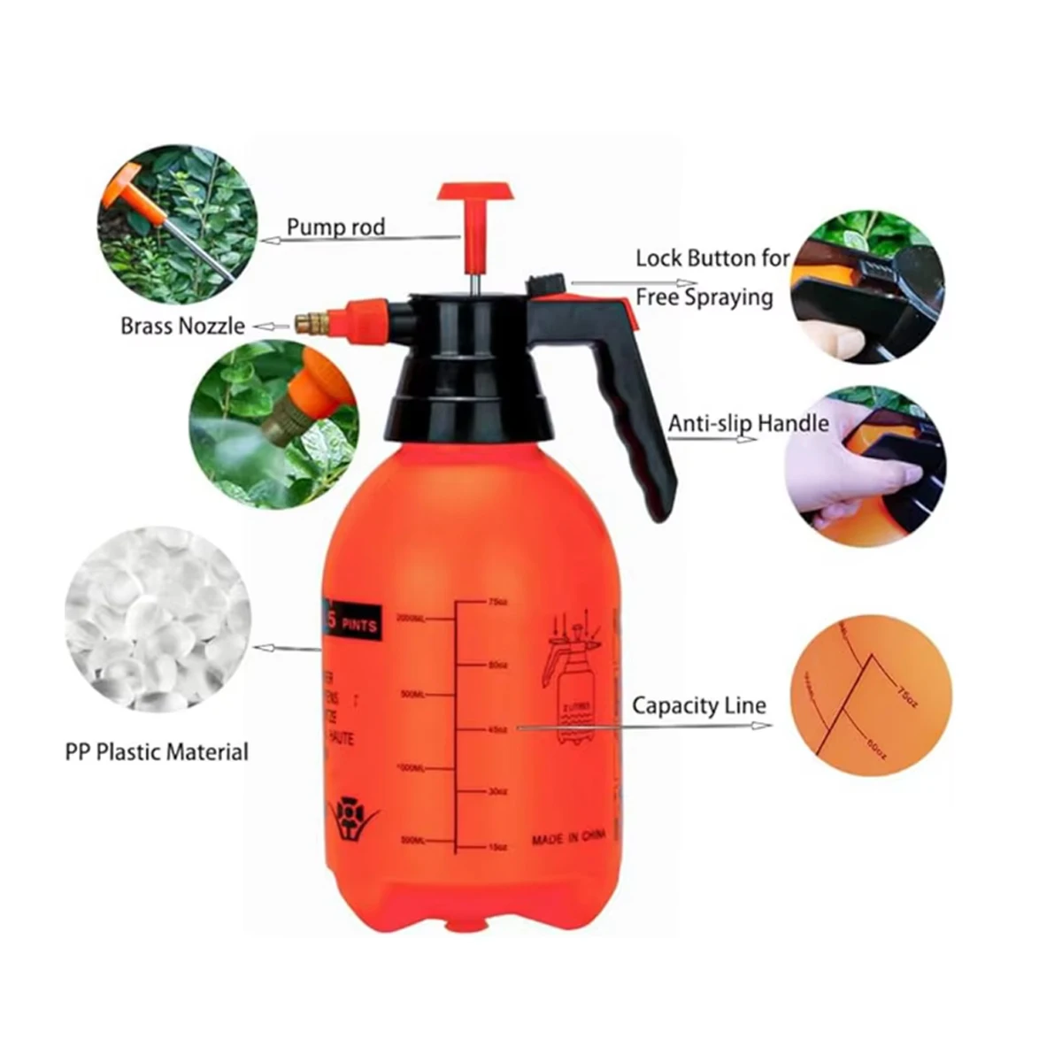 2 Liter Pressure Watering Can Manual Pressurized Gardening Tools Garden Irrigation Sprayer Spray Vegetable Products Water Fogger image 3