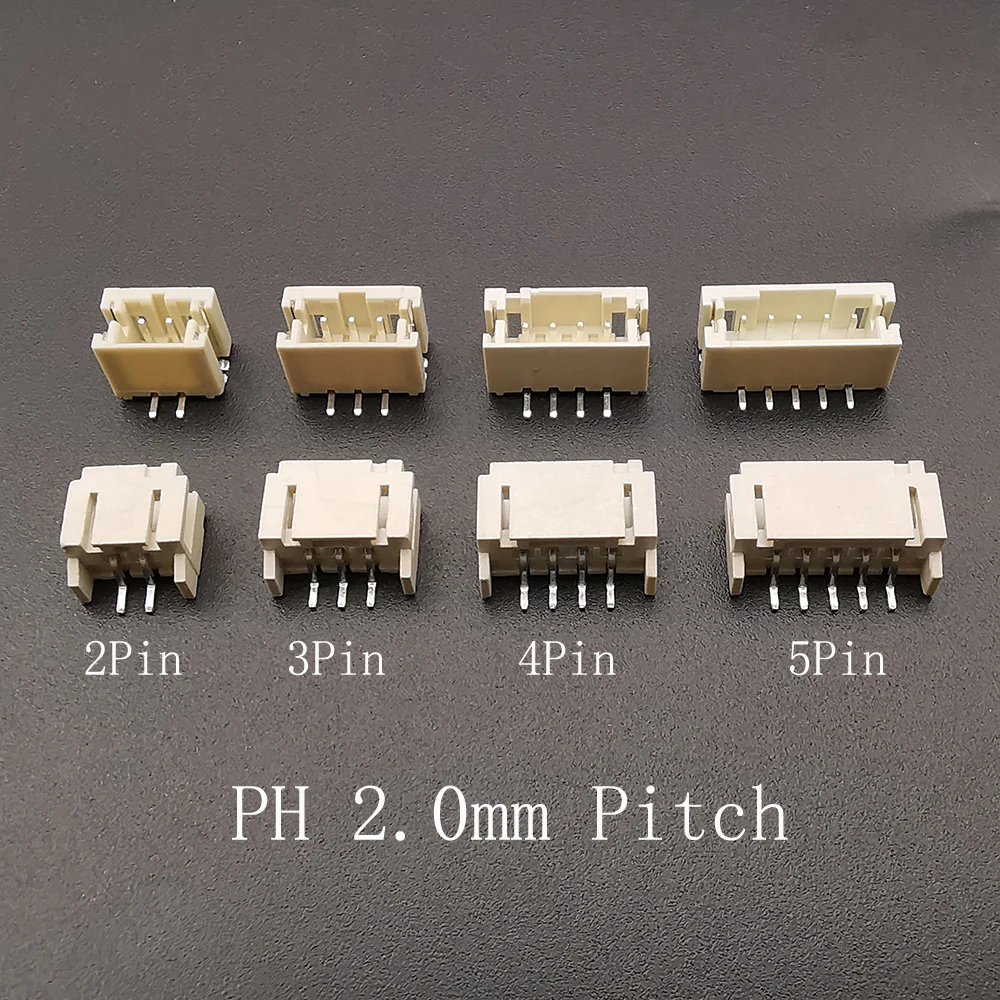 50/100Pcs JST PH 2.0mm Pitch Male Plug Housing Connector 2/3/4/5/6/8/10Pin SMD PCB Horizontal/Vertical Shell Terminal Pin Header