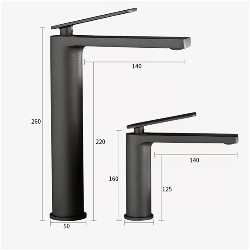 Tuqiu Bathroom Faucet Gun Gray Basin Faucet  Hot and Cold Sink Faucet Brass Faucet Black Waterfall Faucet  Sink Water Crane