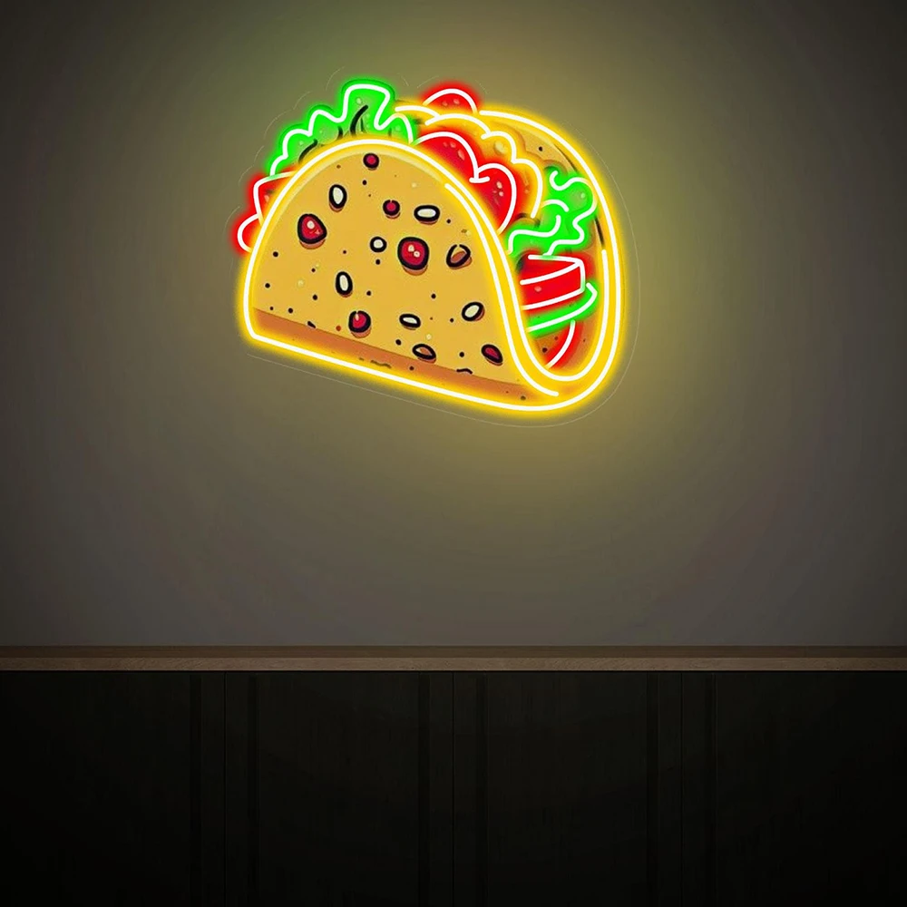 Tostada LED Neon Light Tortillas Insegna al neon Insegna aziendale Personalizzato Negozio di alimentari messicano Decor Ristorante Cucina Appeso a parete al neon