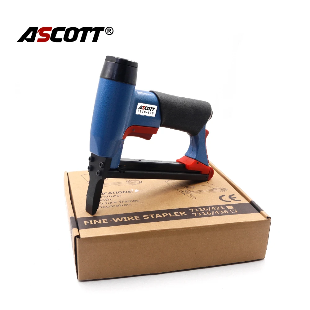 22 Gauge Pneumatic Upholstery Nailer 7116-436 Long Nose 9mm Width Fine Wire Pneumatic Stapler for Upholstery Woodorking Tools