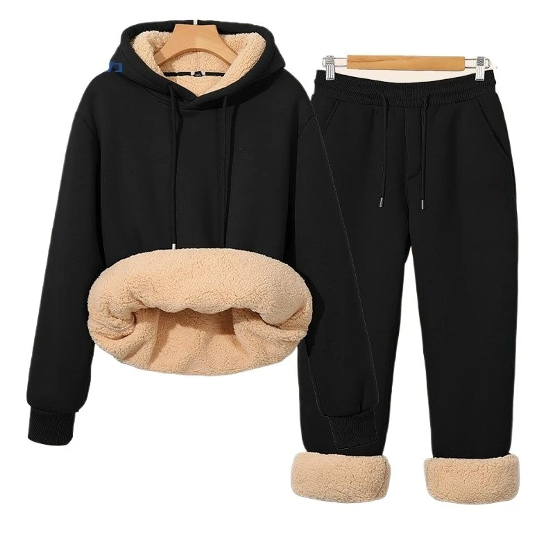 

Американский спортивный костюм, мужской новый тяжелый свитер с капюшоном из овечьей шерсти, грязеотталкивающие термоспортивные штаны, осенние и зимние свободные комплекты