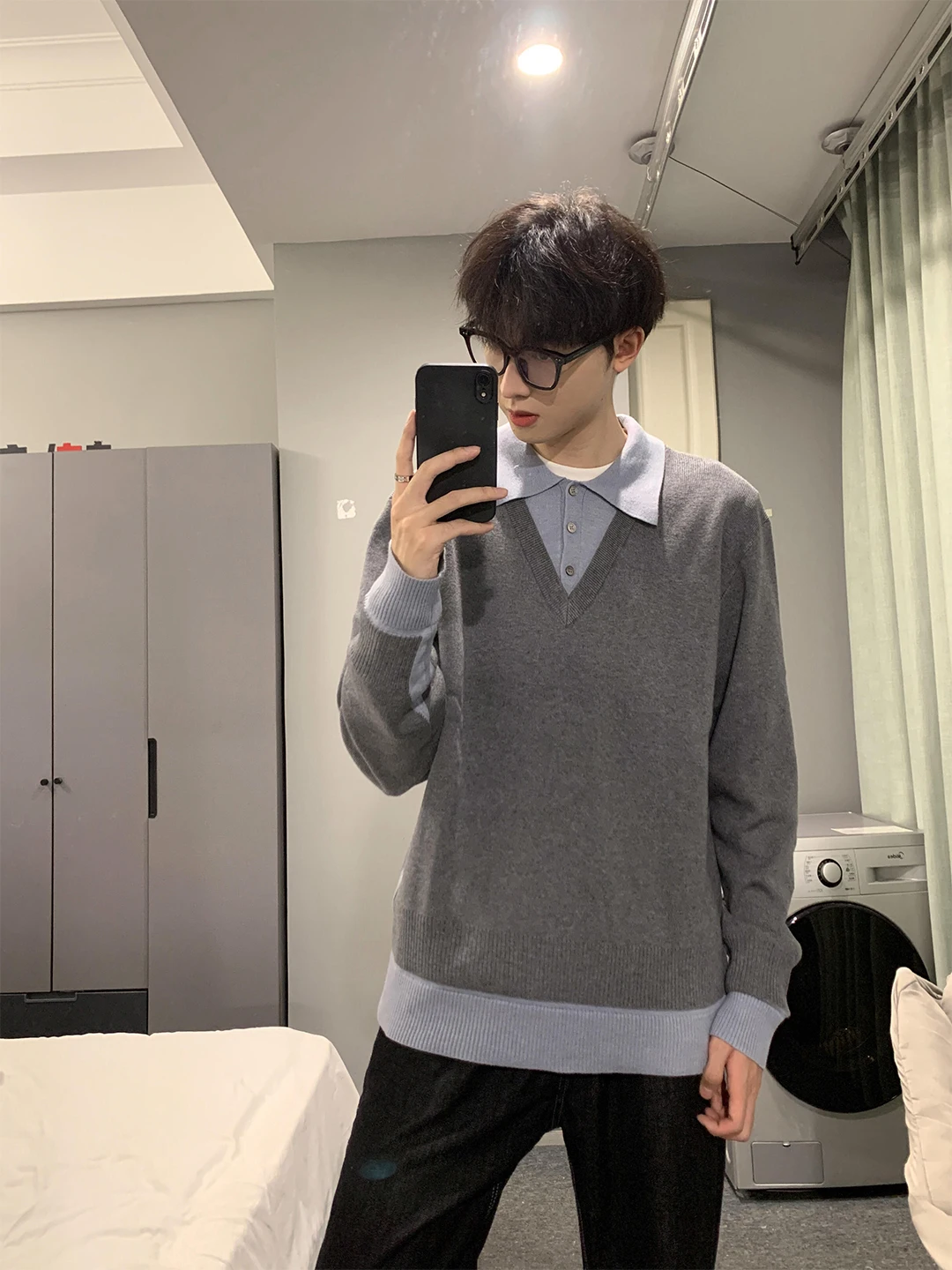 

Мужской вязаный свитер в стиле Old Money, имитация двухслойного дизайна, корейский стиль, осенняя мода, элитный дизайн