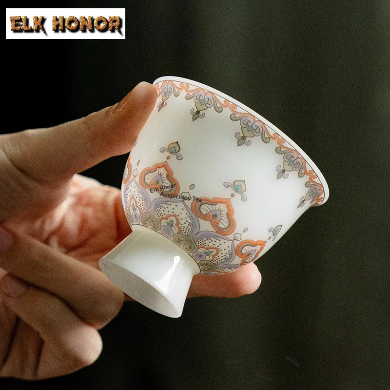Handamde Ice Jade Raw Jade Porcelain Teacup Ancient Tea Bowl Water Jug Tea-tasting Personal Cup Jianzhan Master Cups Tea Items