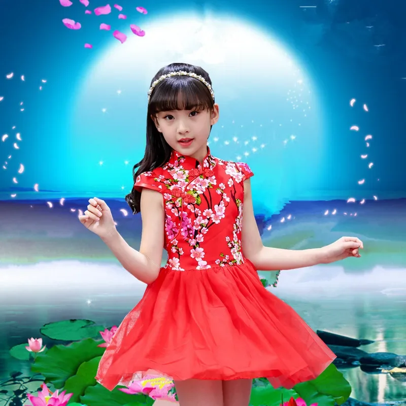 Fashion Children\'s Clothing Qipao Performance Baby Chinese Style Dress Vestidos Casual Kids Cheongsam Modern Party Girls Dresses