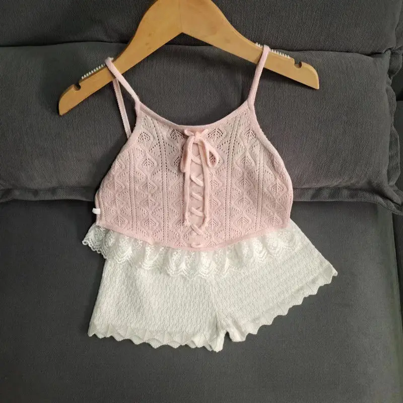 New Cotton Summer Girls Camisole Knitted Top No Pilling or Static Electricity Korean Children Summer Sleeveless Top Outside