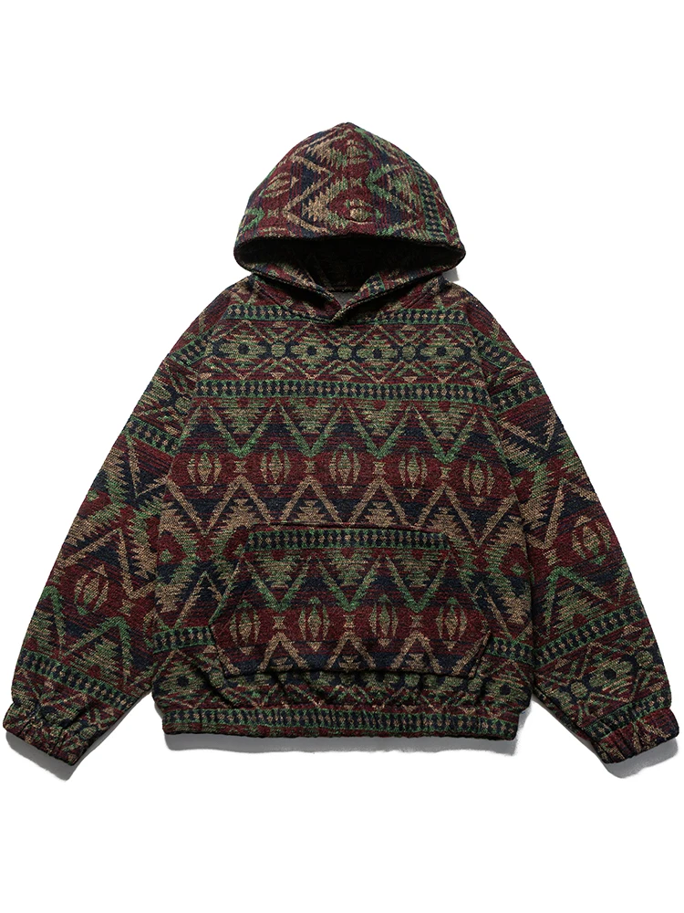 

Loose Men's Hoodie Heavyweight Casual Ethnic Trend Autumn Winter Outerwear Premium Feel Smart Cool Coat Reversible Stripe