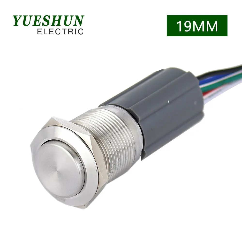 19mm High Round Head Momentary Latching Push Button Switch Stainless No Led Light Steel Nickel Plated Brass Metal Switches 3Pin