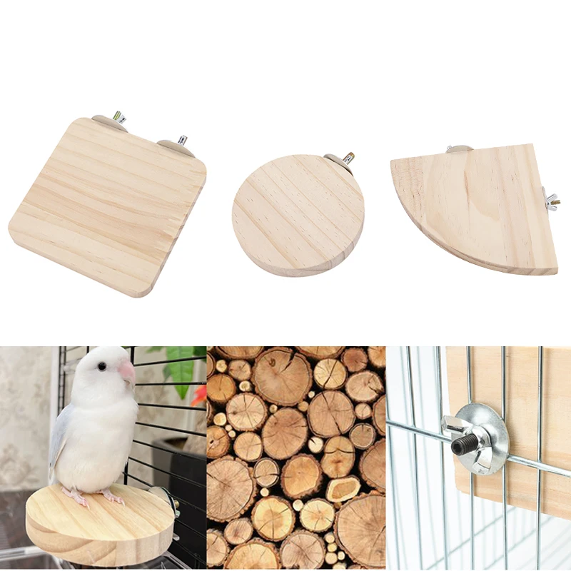 1Pc Pet Bird Parrot Wood Platform Stand Rack Toy Hamster Branch Toys 4 Sizes Station The Hamster Parrot Stands On The Board