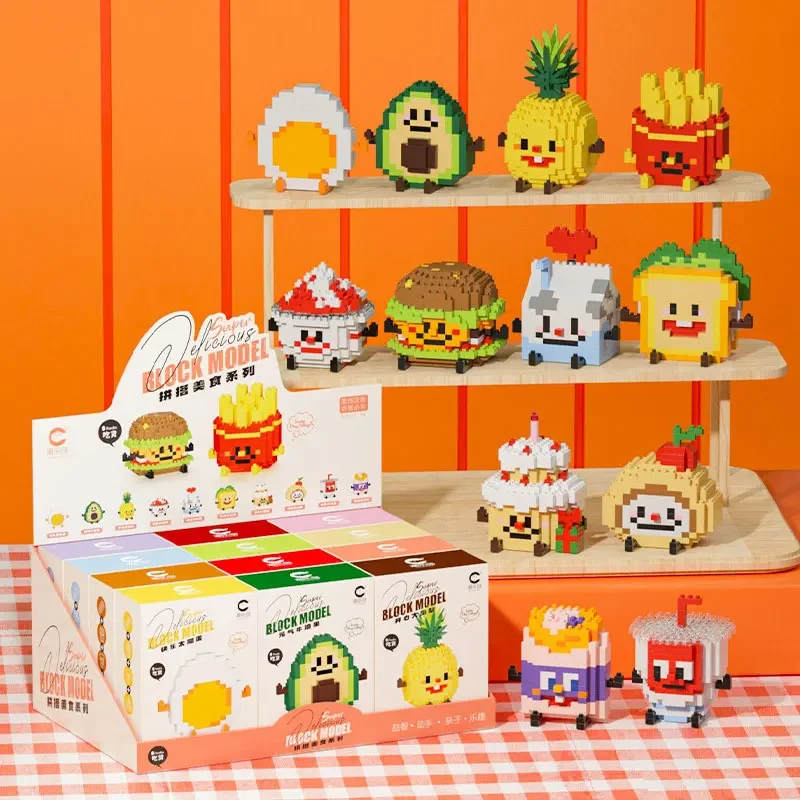 

12Pcs Cartoon Mini Food Hamburg Building Blocks Figure Swiss Roll Assembled Avocado Model Bricks Sandwich Kids Toys Xmas Gifts
