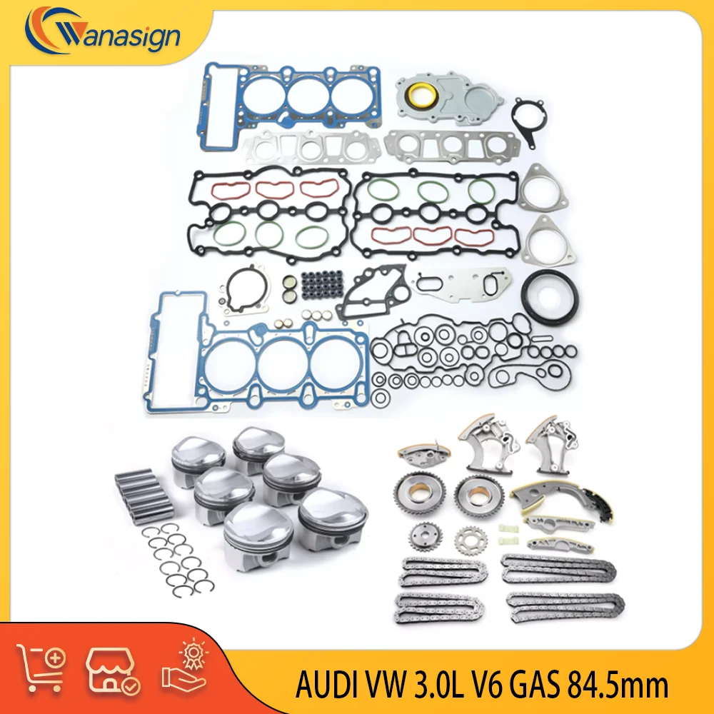 Engine Gaskets Rebuilding Overhaul Kit Timing chain Kit Piston kit For AUDI VW 3.0L 3.0 L T Q5 Q7 S4 A4 A6 CPAA CVBA 2011-2017