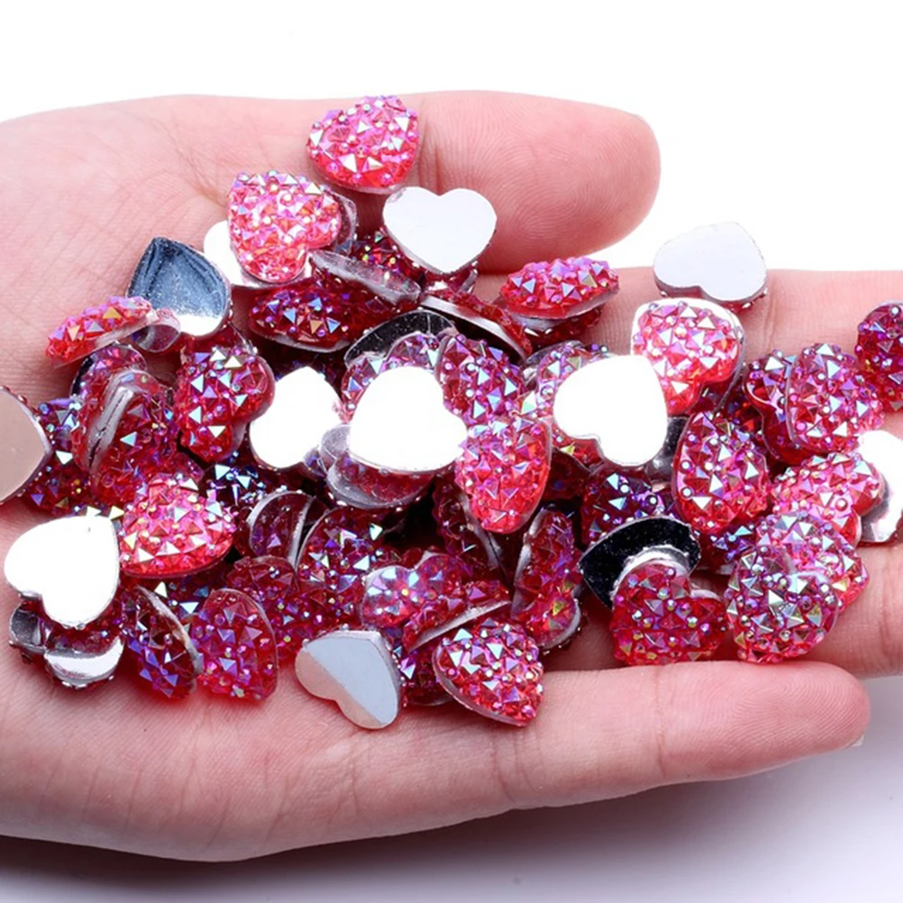 

40 Pcs Heart Shape Resin Rhinestones Flatback No Hole Crocodile Skin for Bags Garment Nail Art Shoes DIY Scrapbooking Supplies