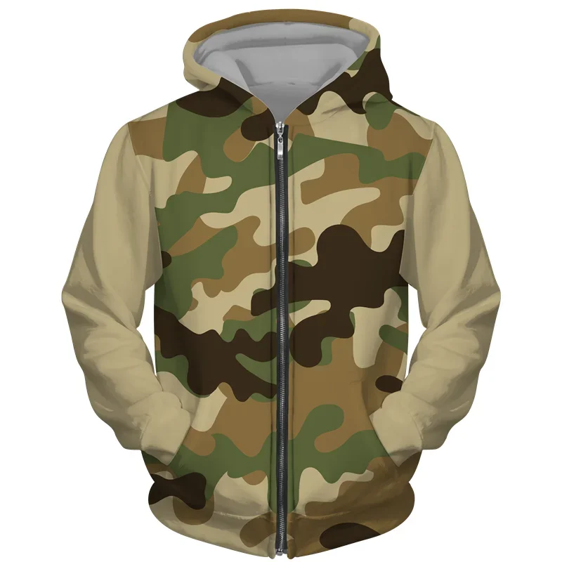 Hoodies Camouflage 3d Print Zipper Sweatshirts Men Women Unisex Hooded Oversized Hoodie Kids Zip Up Sweatshirts Tracksuits Coats