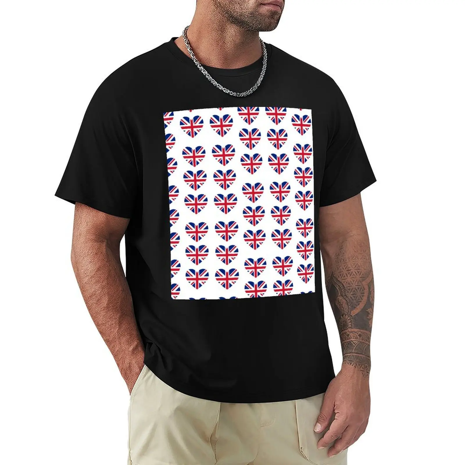 

Union Jack Heart T-Shirt korean fashion Luxury man graphics men t shirts