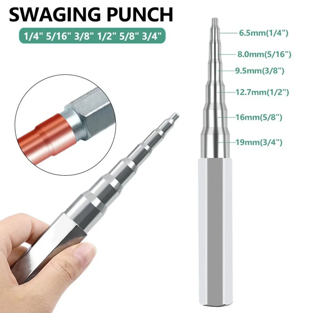 Swaging Tool 6 In 1 Swaging Punch Copper Pipe Tube Expander Hand Expanding Tool For Air Conditioner 1/4